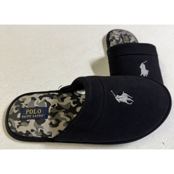 Polo Ralph Lauren Klarence Men's Black Scuff Slipper Size 9 Casual Lifestyle - Picture 2 of 5